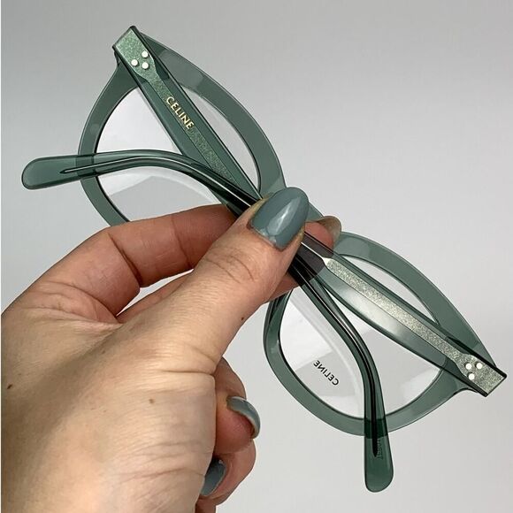 NEW Celine Eyeglasses CL5004IN 48093 Square Transparent Teal Unisex Authentic - Picture 8 of 10